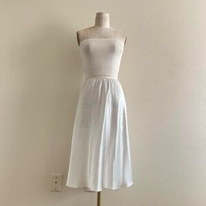 handmade white satin midi skirt